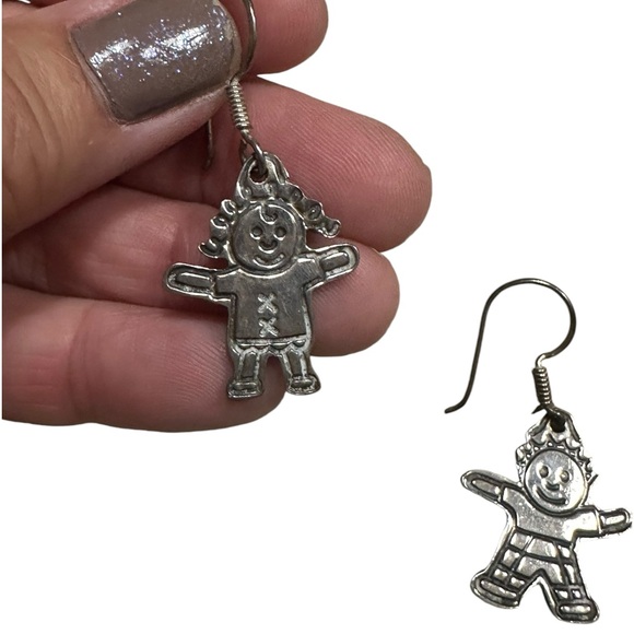 Sterling Silver Save the Children Girl and Boy Vintage Drop Earrings - Picture 2 of 5